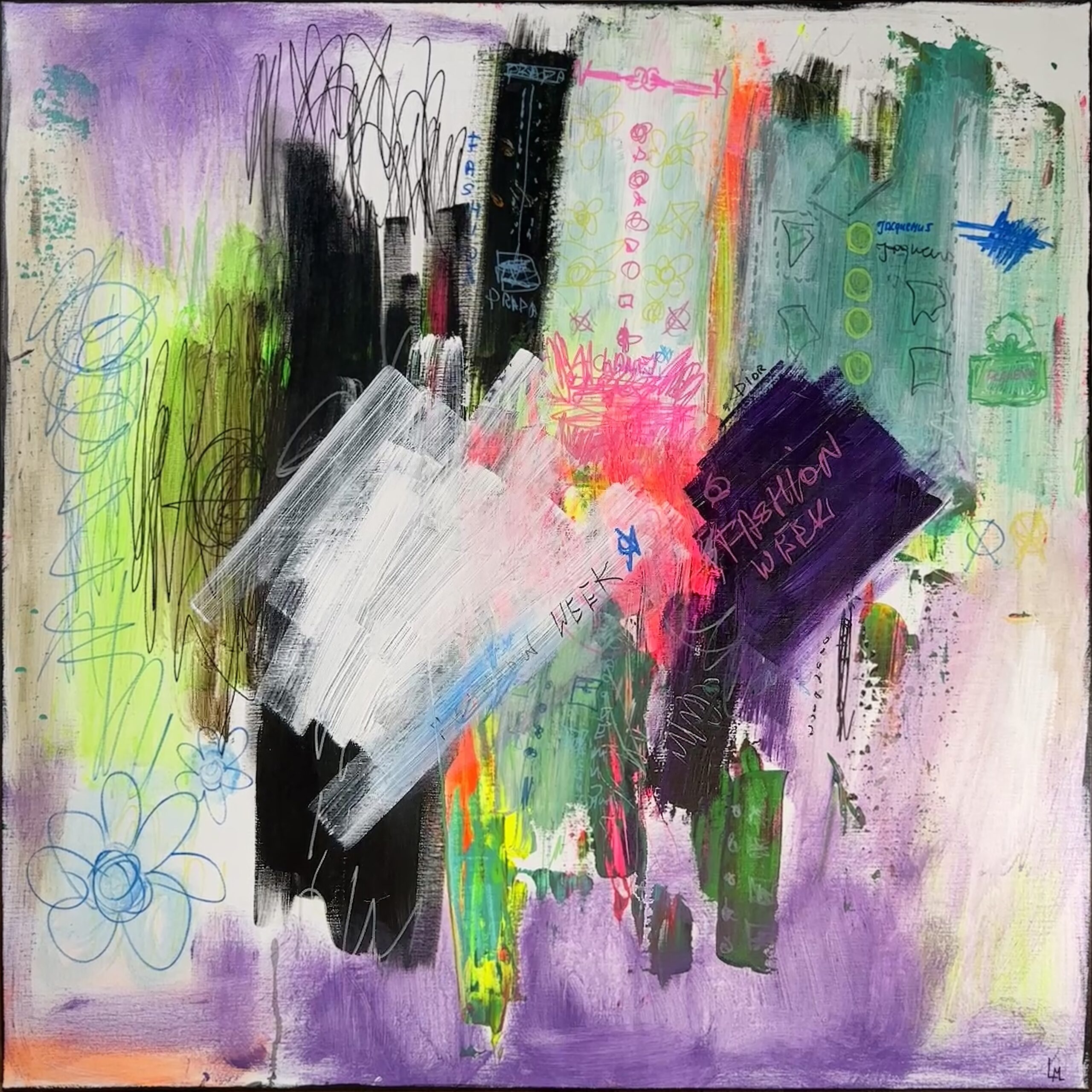 Fashion - peinture acrylique sur toile - 100 cm x 100 cm - Marzena Lavrilleux - artiste peintre à Orléans